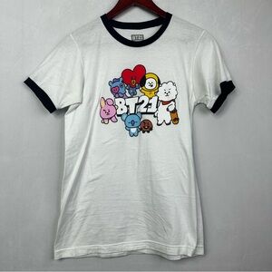 BT21 BTS Shirt Short Sleeve K-Pop Korean Characters Kawaii Y2K Classic White